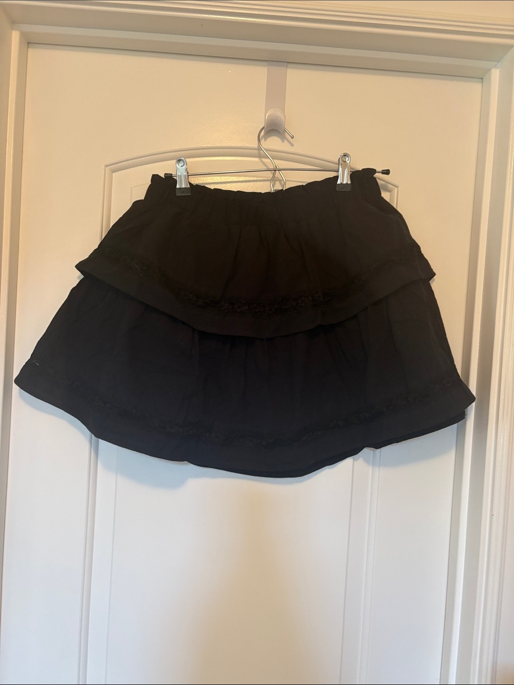 Black Tiered Circle Skater Skirt - Elastic Waist